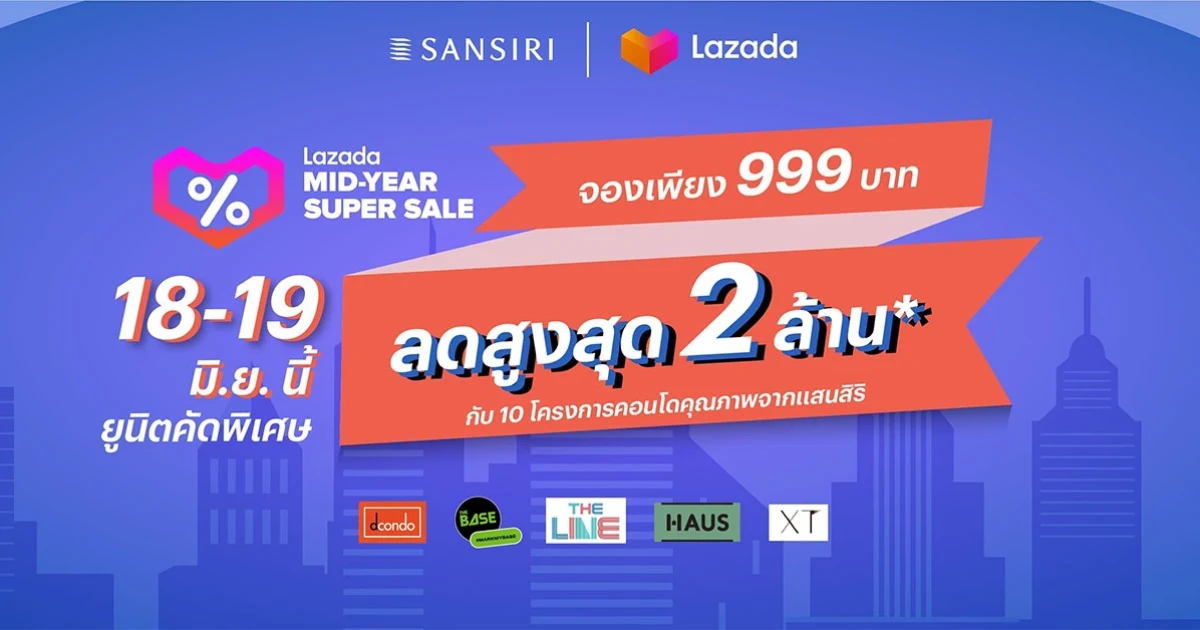 แสนสิริส่งโปรโมชั่นสุดพิเศษเอาใจลูกค้ากับ 10 คอนโดคุณภาพ จองเพียง 999 บาท พร้อมส่วนลดสูงสุด 2 ลบ.