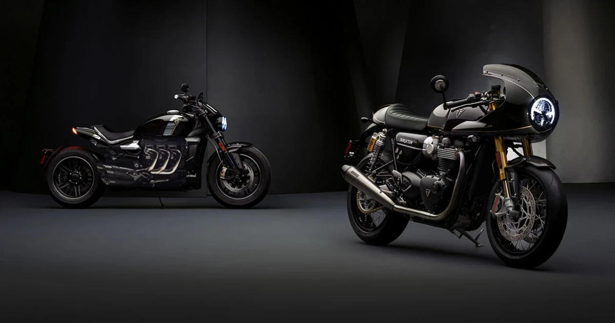 Triumph เผยโฉมรถมอเตอร์ไซค์ "New Thruxton TFC" และรถต้นแบบ "Rocket TFC"
