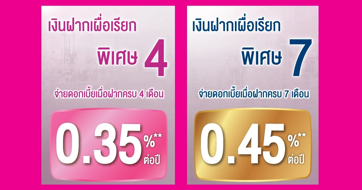 โปรโมชั่นเงินฝากเผื่อเรียกพิเศษ 4 เดือน และ 7 เดือน จาก ธ.ออมสิน ให้ดอกเบี้ยสูง ถอนเท่าไหร่ก็ได้