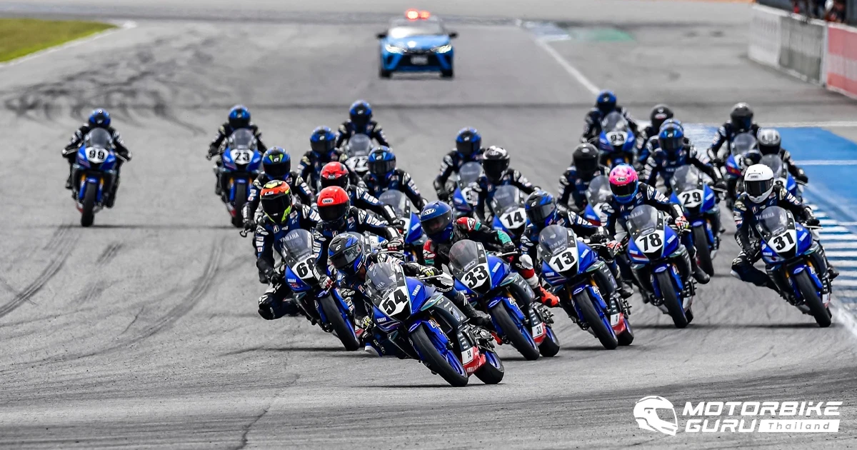 เชลล์-ศักดิ์ชัย ดาวรุ่งไทยเบียด 8 ดาวรุ่งต่างชาติ คว้าชัยเรซแรกใน YAMAHA R3 bLU cRU Asia-Pacific Championship 2024