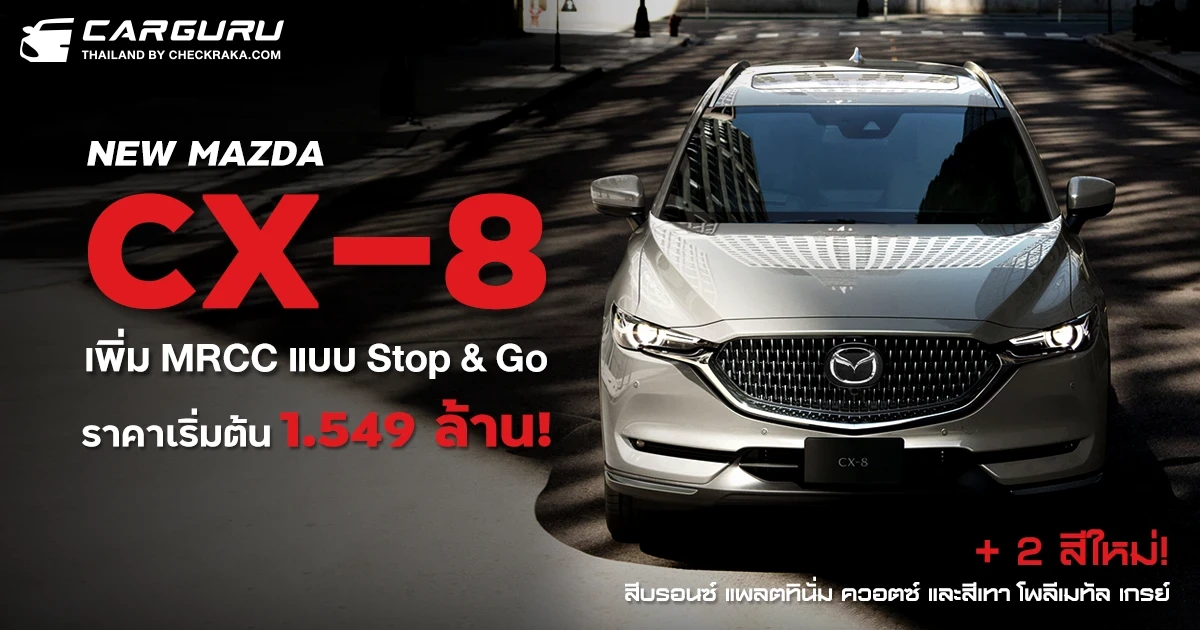 NEW MAZDA CX-8 ปรับสเปคเพิ่มออปชั่น MRCC-Stop & Go กับ 2 สีใหม่เริ่ม 1.549 ล้าน