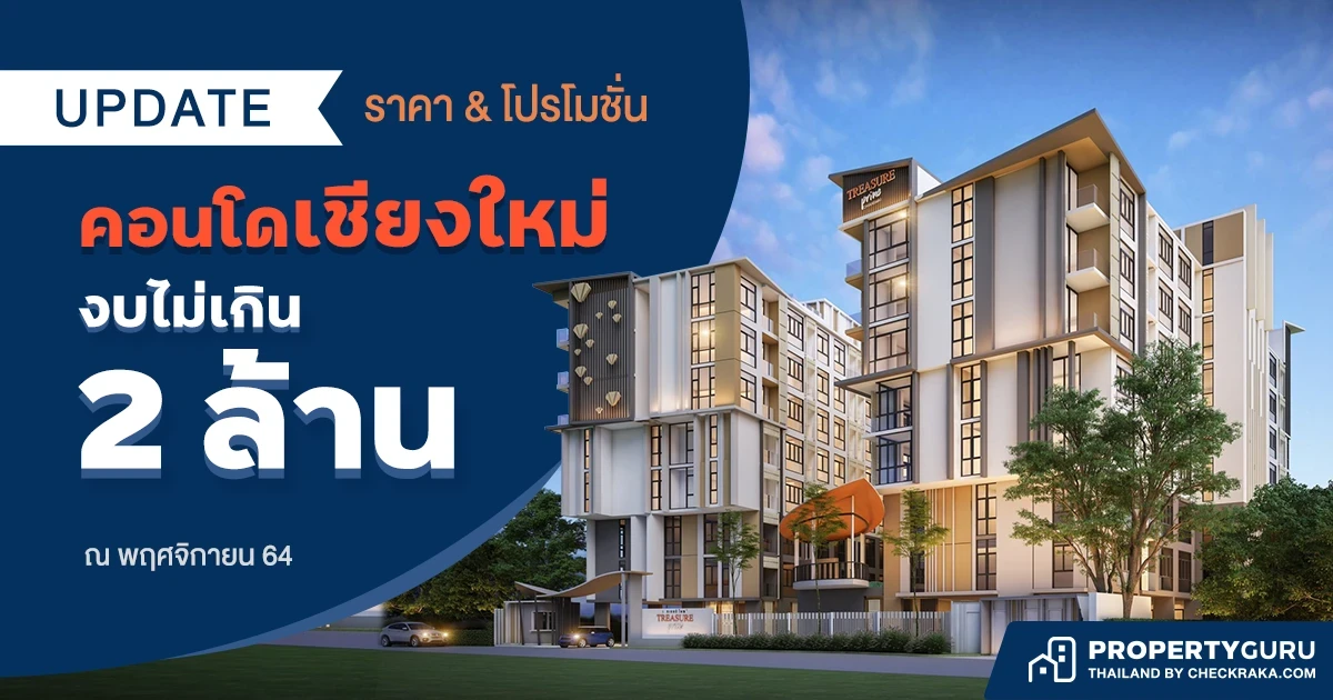 Update ราคา & โปรโมชั่น คอนโดเชียงใหม่ งบไม่เกิน 2 ล้าน ณ พฤศจิกายน 2564
