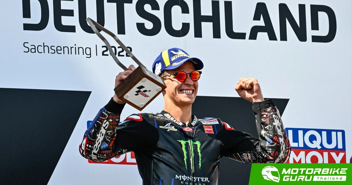 Quartararo คว้าชัยที่ Sachsenring ทำคะแนนสะสมทิ้งห่างขณะที่ Bagnaia พลาดล้มไปอย่างน่าเสียดาย