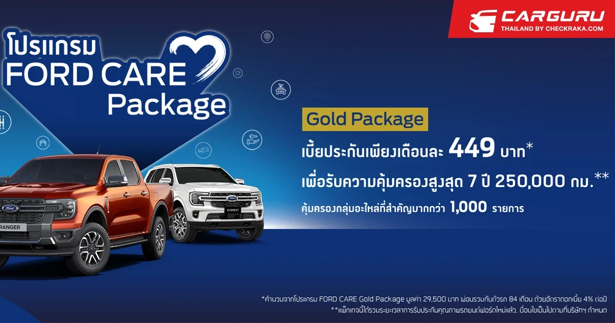 ฟอร์ดยกระดับบริการด้วย FORD CARE กับการขยายความคุ้มครองสูงสุดถึง 10 ปี หรือ 250,000 กิโลเมตร