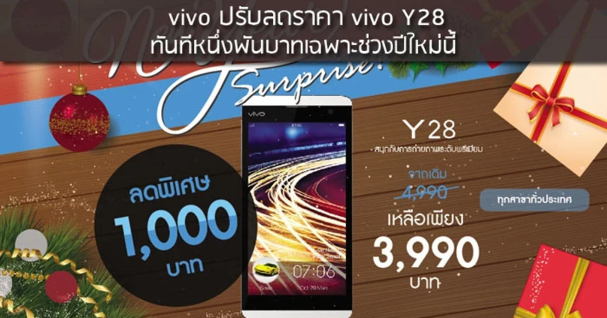 vivo ปรับลดราคา vivo Y28 ทันทีหนึ่งพันบาทเฉพาะช่วงปีใหม่นี้