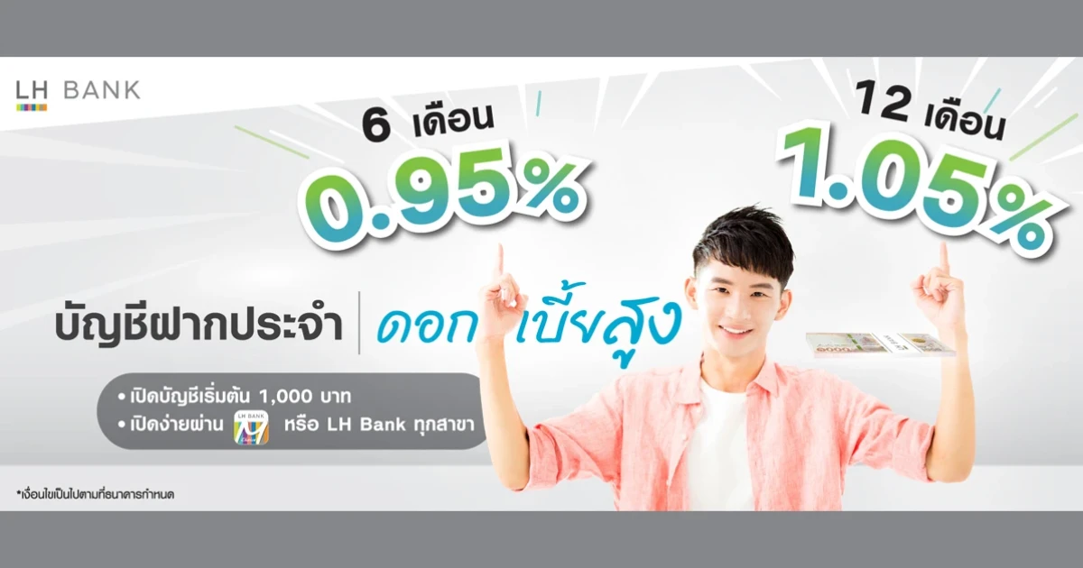 โปรโมชั่นบัญชีเงินฝากประจำดอกเบี้ยสูง 6 และ 12 เดือน จาก ธ.แลนด์ แอนด์ เฮ้าส์