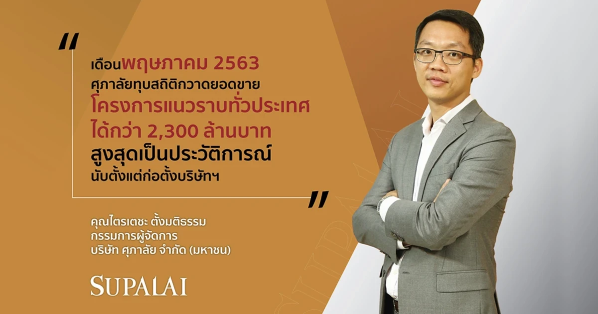ศุภาลัย ทุบสถิติ! โชว์ยอดขายโครงการแนวราบ สูงสุดเป็นประวัติการณ์นับตั้งแต่ก่อตั้งบริษัทฯ