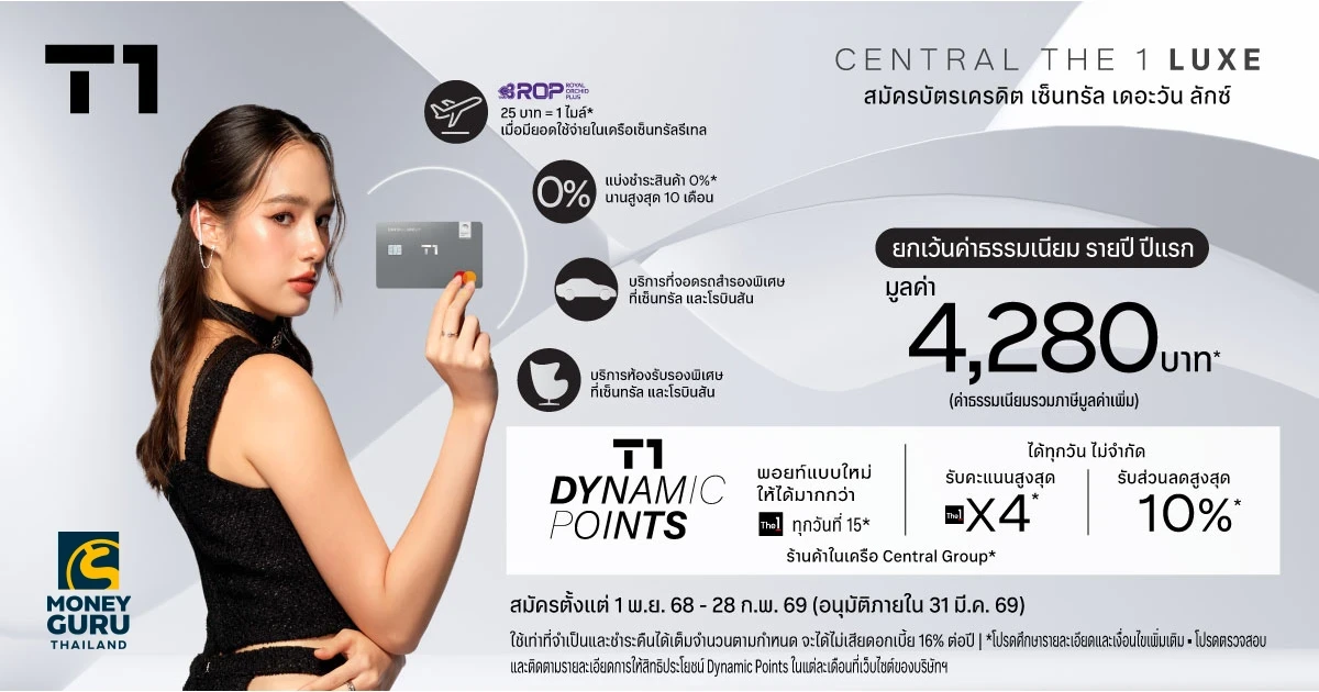 สมัครบัตรเครดิต เซ็นทรัล เดอะวัน ลักซ์ ผ่านช่องทางออนไลน์ ยกเว้น ค่าธรรมเนียมรายปี ปีแรก* 4,280 บาท