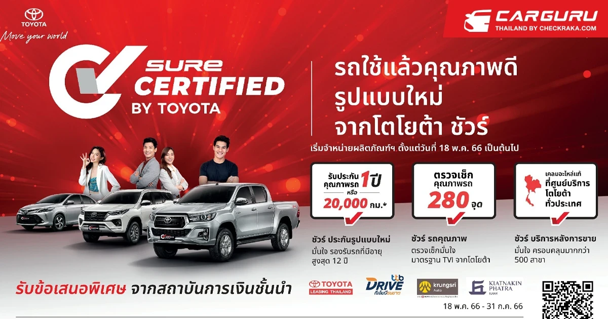 Sure Certified by Toyota ทางเลือกใหม่ในการเป็นเจ้าของรถยนต์ใช้แล้วจาก โตโยต้า ชัวร์