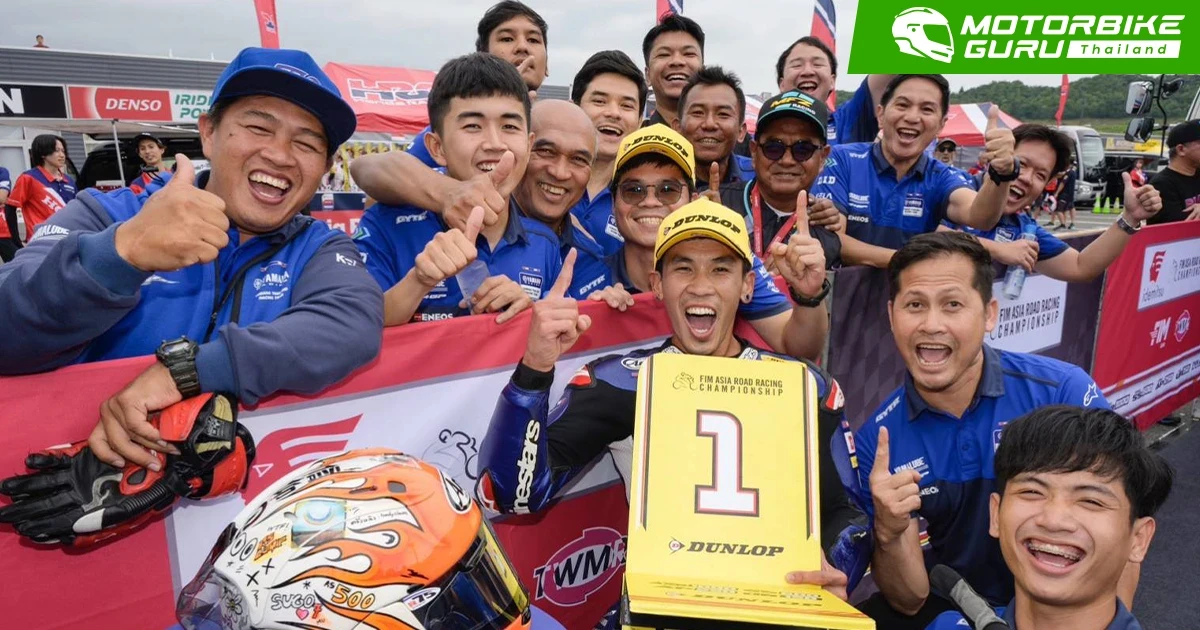 ตี-อนุภาพ และ ไอเดีย-กฤตภัทร 2 นักบิดไทยจาก ยามาฮ่า ไทยแลนด์ เรซซิ่งทีม ซิวแชมป์พาเพลงชาติไทย กระหึ่ม โมเตกิ ประเทศญี่ปุ่น