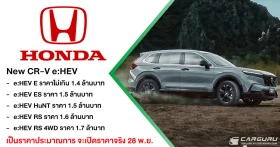 NEW HONDA CR-V e:HEV เพิ่ม Blind Spot Information และ Cross Traffic Monitor ทุกรุ่นย่อย และหลากฟีเจอร์ล้ำสมัย ด้วยราคาประมาณการเริ่มต้นไม่เกิน 1.4 ล้านบาท เปิดจองสิทธิ์แล้ววันนี้กับโปรแรง! ก่อนเปิดราคาอย่างเป็นทางการ 28 พ.ย.นี้