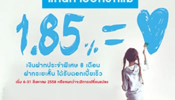 แทนคำบอกรักแม่ กับบัญชีเงินฝากประจำพิเศษ 8 เดือน รับดอกเบี้ยสูงสุด 1.85% ต่อปี จาก ธ.กรุงไทย