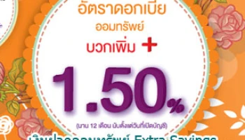 บัญชีเงินฝากออมทรัพย์ Extra Savings จากธอส. ยิ้มรับดอกเบี้ยสูง 1.50% ต่อปี