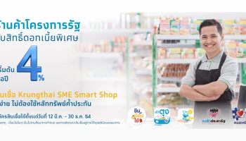 สินเชื่อ Krungthai SME Smart Shop กู้ง่าย ไม่ต้องใช้หลักทรัพย์ค้ำประกัน ดอกเบี้ยพิเศษเริ่มต้น 4% ต่อปี