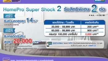 HomePro Super Shock 2 รับสิทธิพิเศษ 2 ต่อ เมื่อช้อปที่ห้างสรรพสินค้าโฮมโปร ผ่านบัตรเครดิตอิออน