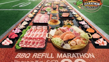 BBQ Refill Marathon รับเครดิตเงินคืนสูงสุด 20% เมื่อทานที่ร้านบาร์บีคิวพลาซ่า และชำระด้วยบัตรเครดิต SCB