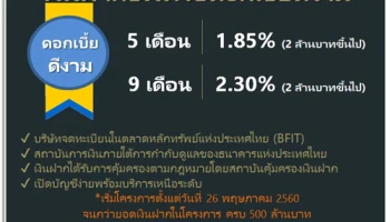 เงินฝากประจำพิเศษ ดอกเบี้ยสูง จาก บมจ. เงินทุน กรุงเทพธนาทร