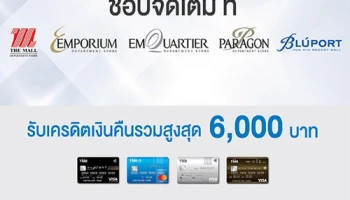 ช้อปจัดเต็ม!! กับบัตรเครดิตทีเอ็มบี พร้อมรับเครดิตเงินคืนรวมสูงสุด 6,000 บาท