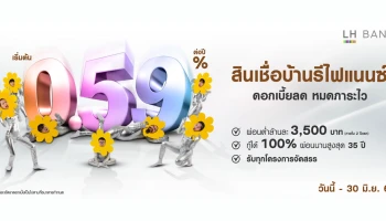 สินเชื่อบ้านรีไฟแนนซ์ ดอกเบี้ยต่ำเพียง 0.59% ต่อปี รับทุกโครงการจัดสรร ถึง 30 มิ.ย. 64