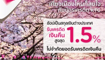 เที่ยวนอกสุขใจ ช้อปได้ถูกกว่า! รับเครดิตเงินคืนสูงสุด 1.5% เมื่อช้อปเป็นสกุลเงินต่างประเทศ ผ่านบัตรเครดิต KTC