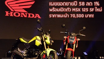 AP Honda เผยยอดขายปี 58 ลด 1% พร้อมเปิดตัว MSX 125 SF ใหม่ 70,500 บาท!