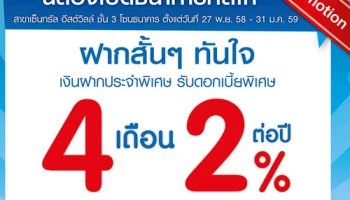 ฉลองเปิดธนาคารทิสโก้สาขาใหม่ กับบัญชีเงินฝากประจำพิเศษ 4 เดือน พร้อมรับดอกเบี้ยพิเศษ 2% ต่อปี