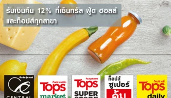 รับเงินคืนสูงสุด 12% เมื่อช้อปที่เซ็นทรัล ฟู้ด ฮอลล์ และท็อปส์ทุกสาขา ผ่านบัตรเครดิตสแตนดาร์ดชาร์เตอร์ด