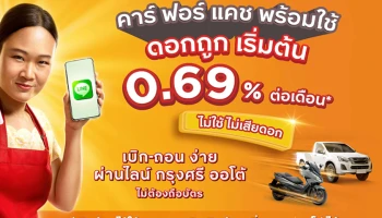 คาร์ ฟอร์ แคช พร้อมใช้ ประกาศคงอัตราดอกเบี้ย เริ่มต้นที่ 0.69% เบิกง่ายผ่านไลน์ ไร้ค่าธรรมเนียม