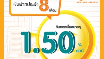 วาดฝันไปพร้อมกัน กับบัญชีเงินฝากประจำ 8 เดือน ให้คุณรับดอกเบี้ยสบายๆ 1.50% ต่อปี จาก ธอส.