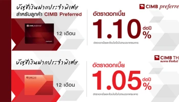 โปรโมชั่นเงินฝากดอกเบี้ยสูง กับ บัญชีเงินฝากประจำพิเศษ 12 เดือน จากธนาคารซีไอเอ็มบี ไทย