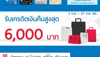 รับเครดิตเงินคืนสูงสุด 6,000 บาท เมื่อช้อปที่ เดอะมอลล์ ทุกสาขา ผ่านบัตรเครดิตทีเอ็มบี