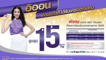 ผ่อนอะไรก็ได้ รับเครดิตเงินคืนสูงสุด 15% ณ ร้านค้าชั้นนำ ที่ร่วมรายการ กับบัตรเครดิตอิออน