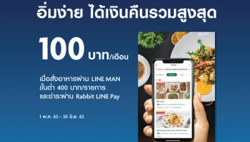 สิทธิพิเศษสำหรับลูกค้าบัตรเครดิตยูโอบี อิ่มง่าย ได้เงินคืน รวมสูงสุด 100 บาท/เดือน เมื่อสั่งอาหารที่ LINE MAN