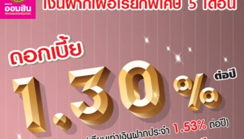 บัญชีเงินฝากเผื่อเรียกพิเศษ 5 เดือน รับดอกเบี้ยสูง 1.30% ต่อปี จาก ธ.ออมสิน