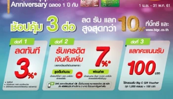 BIG Happiness ฉลองครบรอบ 1 ปี ลด รับ แลกสูงสุดกว่า 10% เมื่อช้อปผ่านบัตรเครดิตบิ๊กซี แพลทินัม เพย์เวฟ