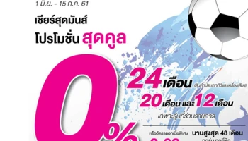 เชียร์สุดมันส์ โปรโมชั่นสุดคูล 0% นานสูงสุด 24 เดือน เมื่อซื้อทีวีและเครื่องเสียงที่ Power Mall ผ่านบัตรยูเมะพลัส