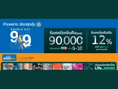 Home Pro Anniversary 9.9 ​ห้ามพลาด ช้อปสุดคุ้มกับบัตรเครดิตกสิกรไทย รับเครดิตเงินคืนสูงสุด 90,000 บาท