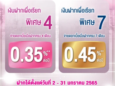 โปรโมชั่นเงินฝากเผื่อเรียกพิเศษ 4 เดือน และ 7 เดือน จาก ธ.ออมสิน ให้ดอกเบี้ยสูง ถอนเท่าไหร่ก็ได้