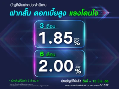 โปรโมชันเงินฝากประจำพิเศษ จาก LH Bank ฝากสั้น ดอกเบี้ยสูง แรงโดนใจ