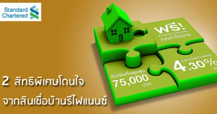 2 สิทธิพิเศษโดนใจ จากสินเชื่อบ้านรีไฟแนนซ์ ธ.สแตนดาร์ดชาร์เตอร์ด ไทย