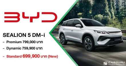 BYD SEALION 5 DM-i Standard เปิดตัวพร้อมราคาคาดการณ์ 699,900 บาท รุ่นย่อยล่าสุดที่มีระยะขับขี่รวม 1,180 กม. พร้อมฉลองยอดส่งมอบ 1.3 แสนคัน