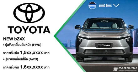 TOYOTA เปิดรับจองสิทธิ์ NEW bZ4X ที่มาพร้อม 2 รุ่นย่อยให้เลือก (FWD,AWD) กับราคาราคาเริ่มต้น 1,5xx,xxxx บาท