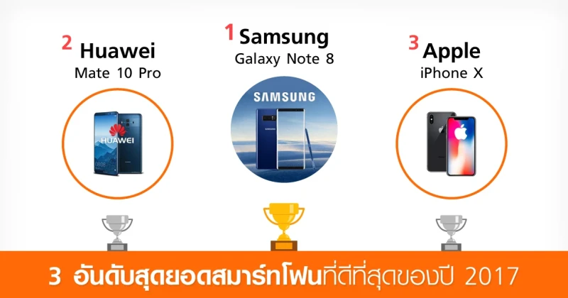 3 อันดับ สุดยอดสมาร์ทโฟนที่ดีที่สุดของปี 2017