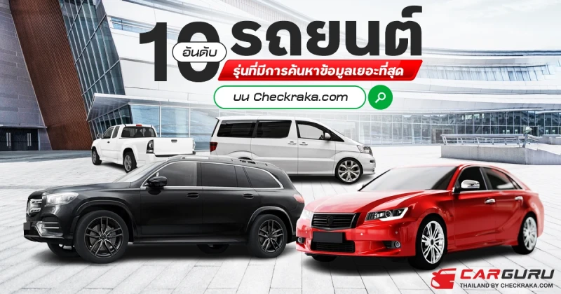 10 อันดับรถยนต์รุ่นที่มีการค้นหาข้อมูลเยอะที่สุดบน Checkraka.com ประจำเดือนกรกฎาคม 2567